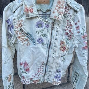 Blank NYC Floral Embroidered Moto Jacket Small